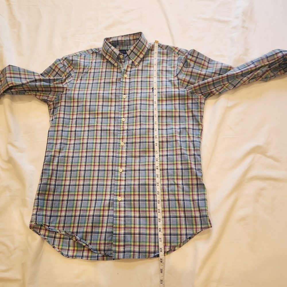 Ralph Lauren Plaid Button Down Shirt Mens Small Colorful Navy Pony Logo - Picture 6 of 7